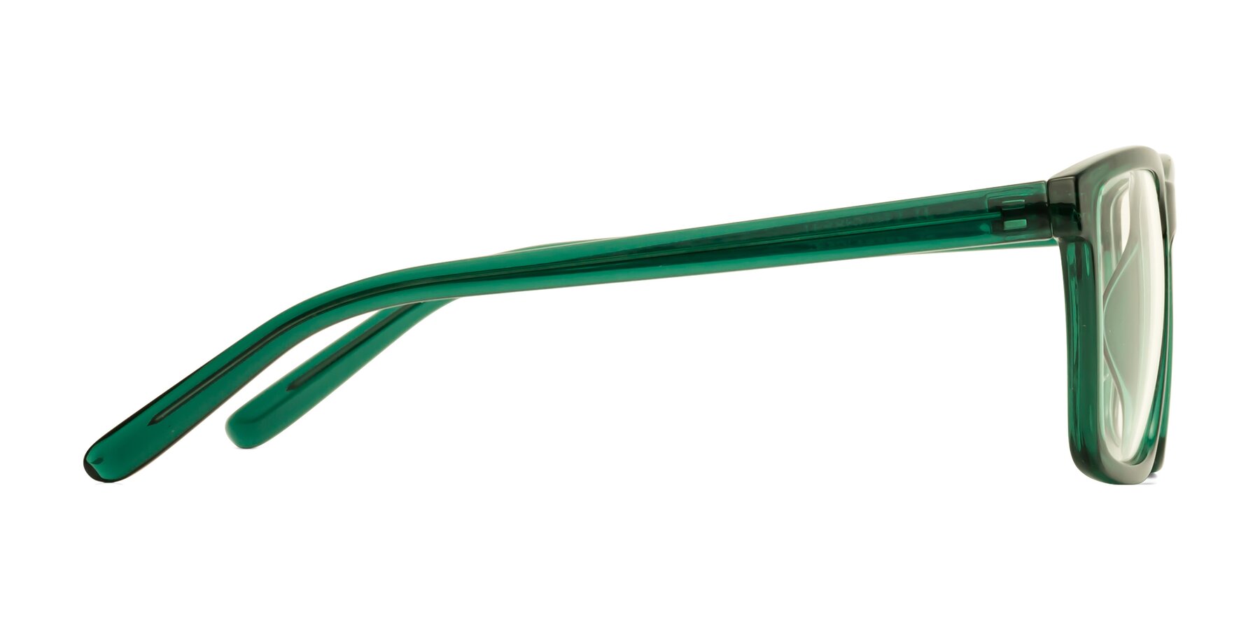 Side of Sheldon in Green with Clear Eyeglass Lenses