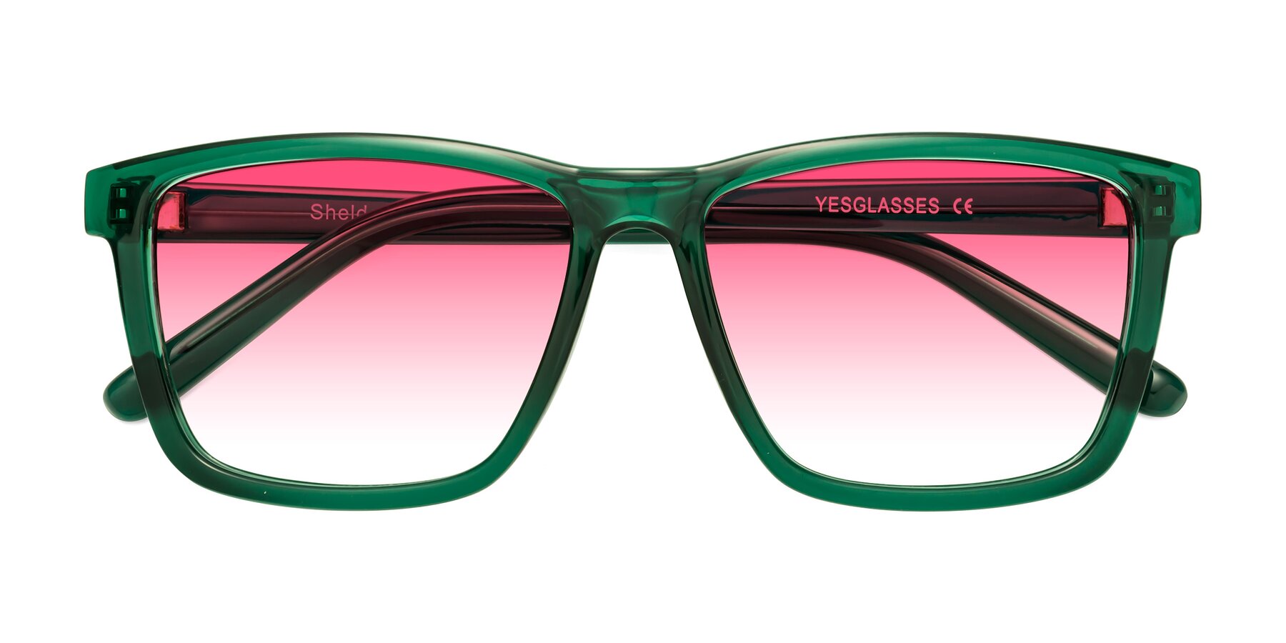 Folded Front of Sheldon in Green with Pink Gradient Lenses