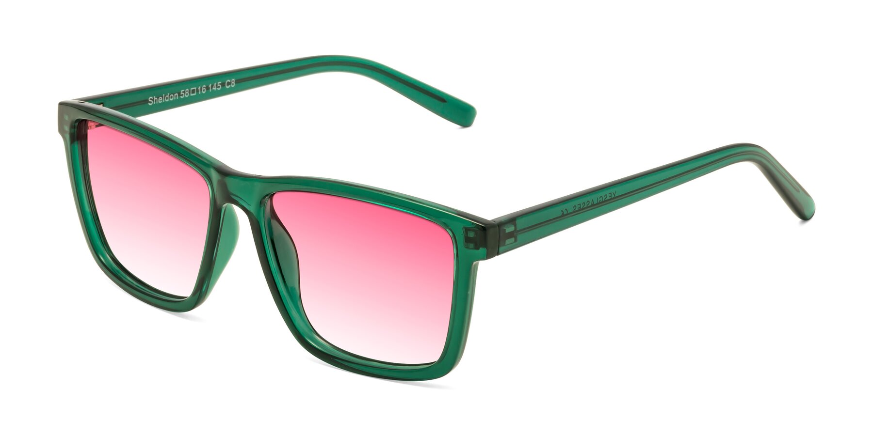 Angle of Sheldon in Green with Pink Gradient Lenses