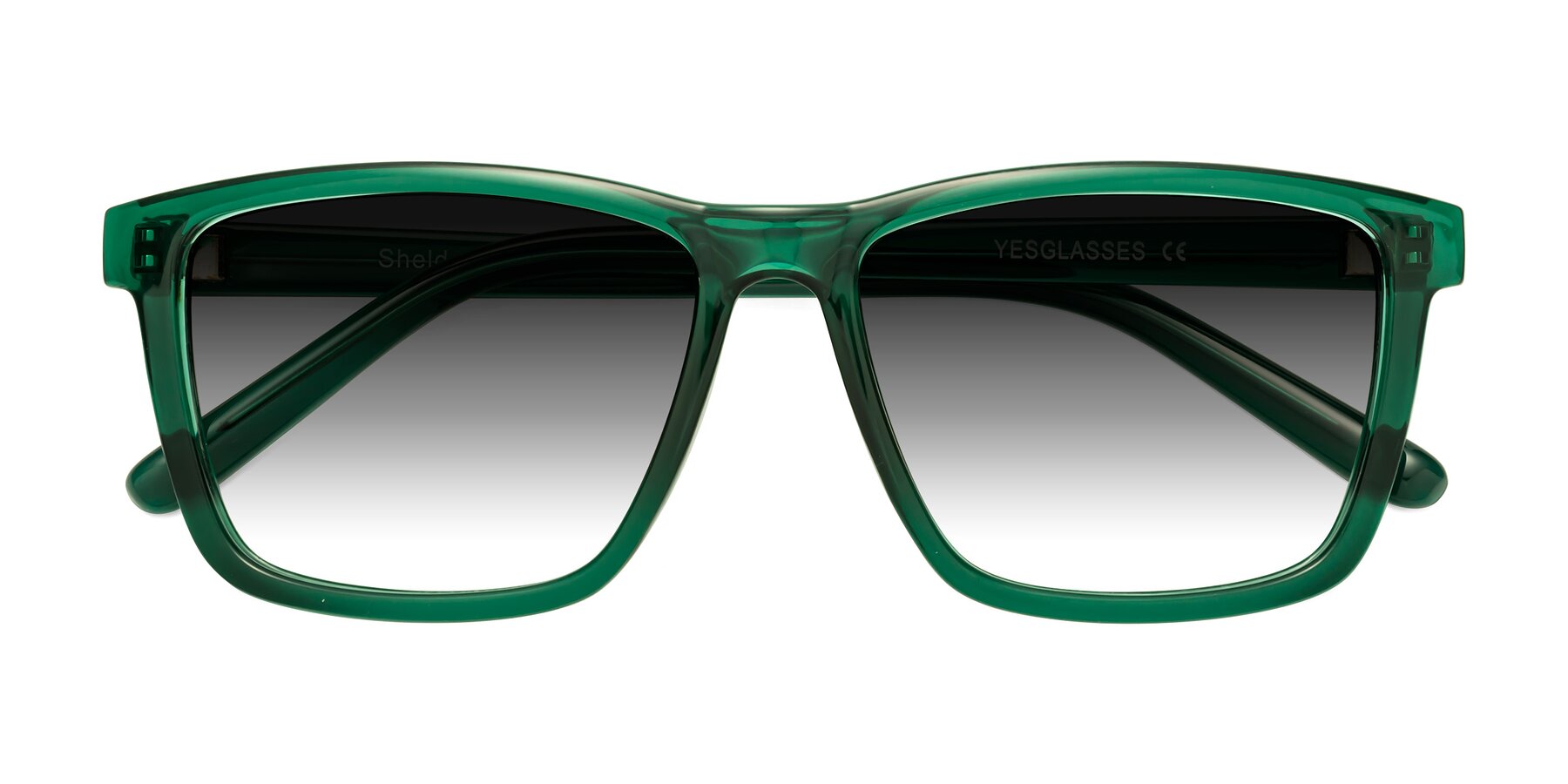 Folded Front of Sheldon in Green with Gray Gradient Lenses