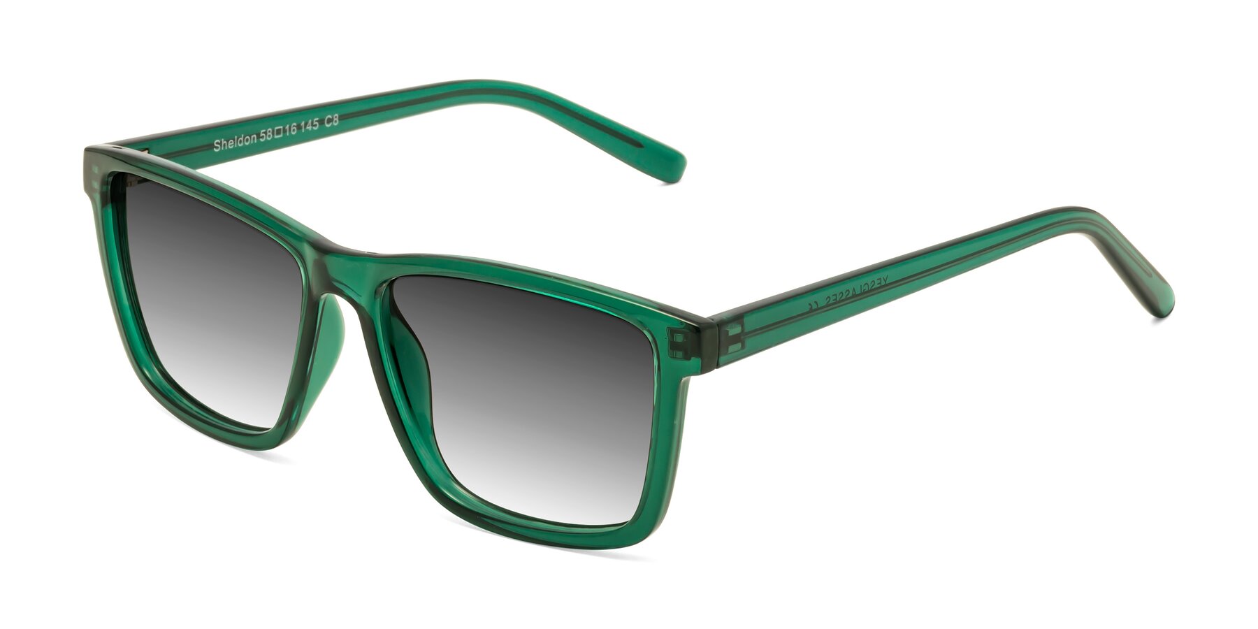 Angle of Sheldon in Green with Gray Gradient Lenses