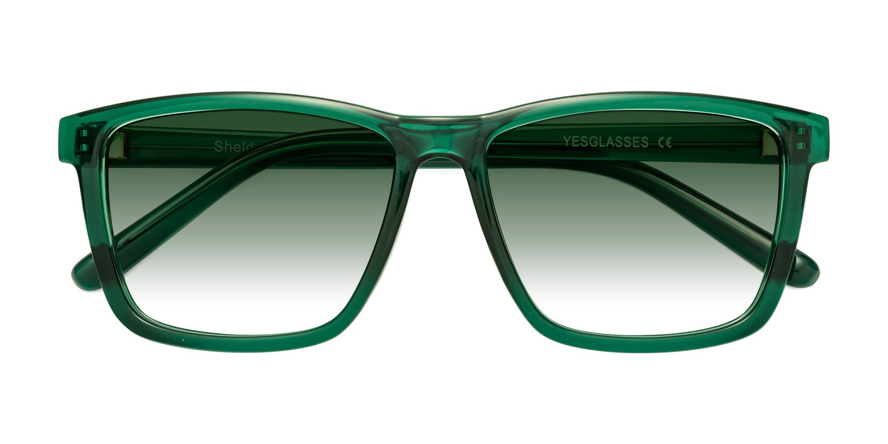 Folded Front of Sheldon in Green with Green Gradient Lenses