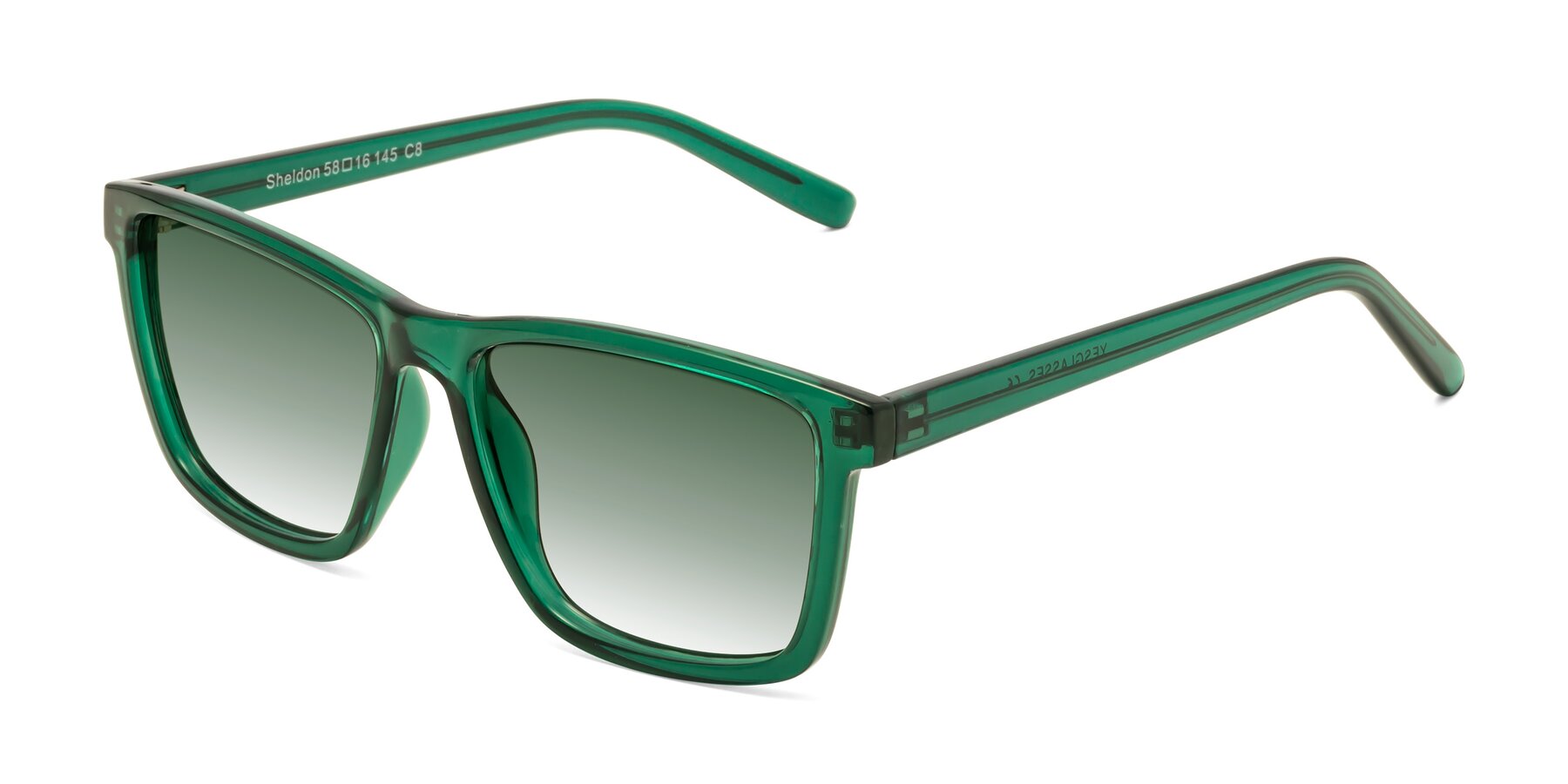 Angle of Sheldon in Green with Green Gradient Lenses