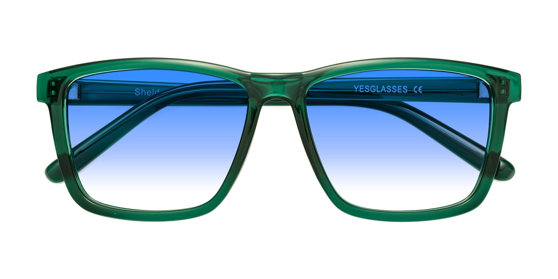 Folded Front of Sheldon in Green with Blue Gradient Lenses