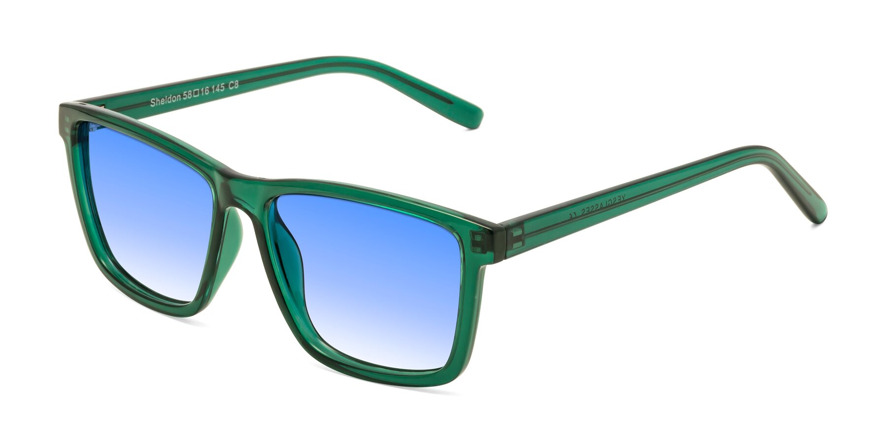 Angle of Sheldon in Green with Blue Gradient Lenses