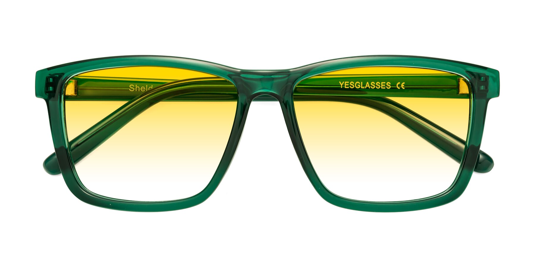 Folded Front of Sheldon in Green with Yellow Gradient Lenses