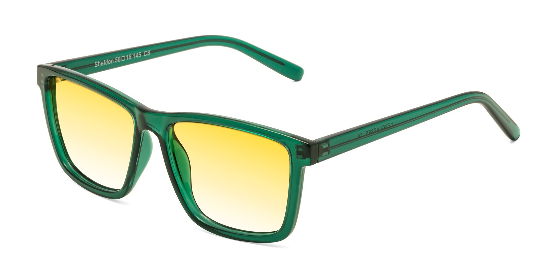 Angle of Sheldon in Green with Yellow Gradient Lenses