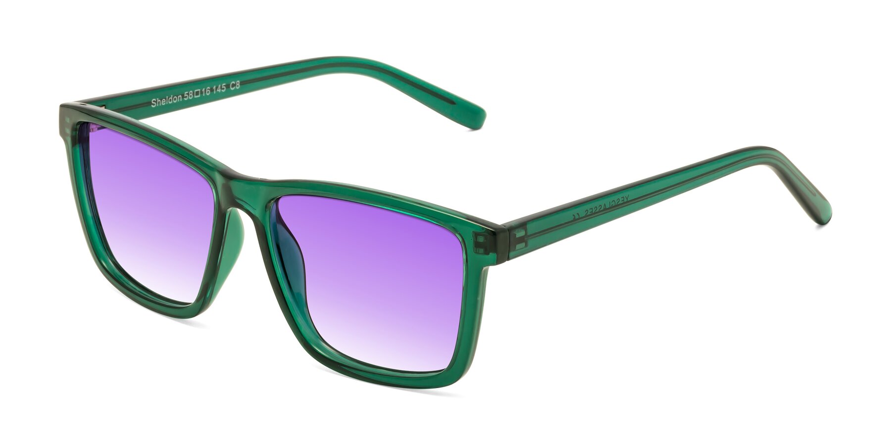 Angle of Sheldon in Green with Purple Gradient Lenses