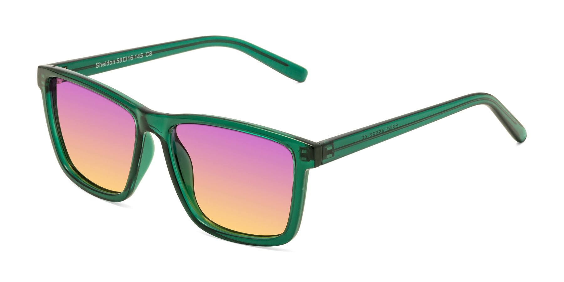Angle of Sheldon in Green with Purple / Yellow Gradient Lenses