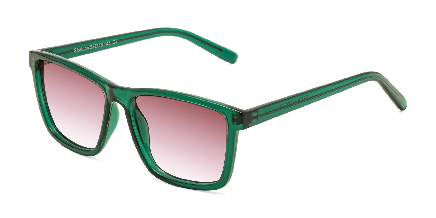 Angle of Sheldon in Green with Garnet Gradient Lenses