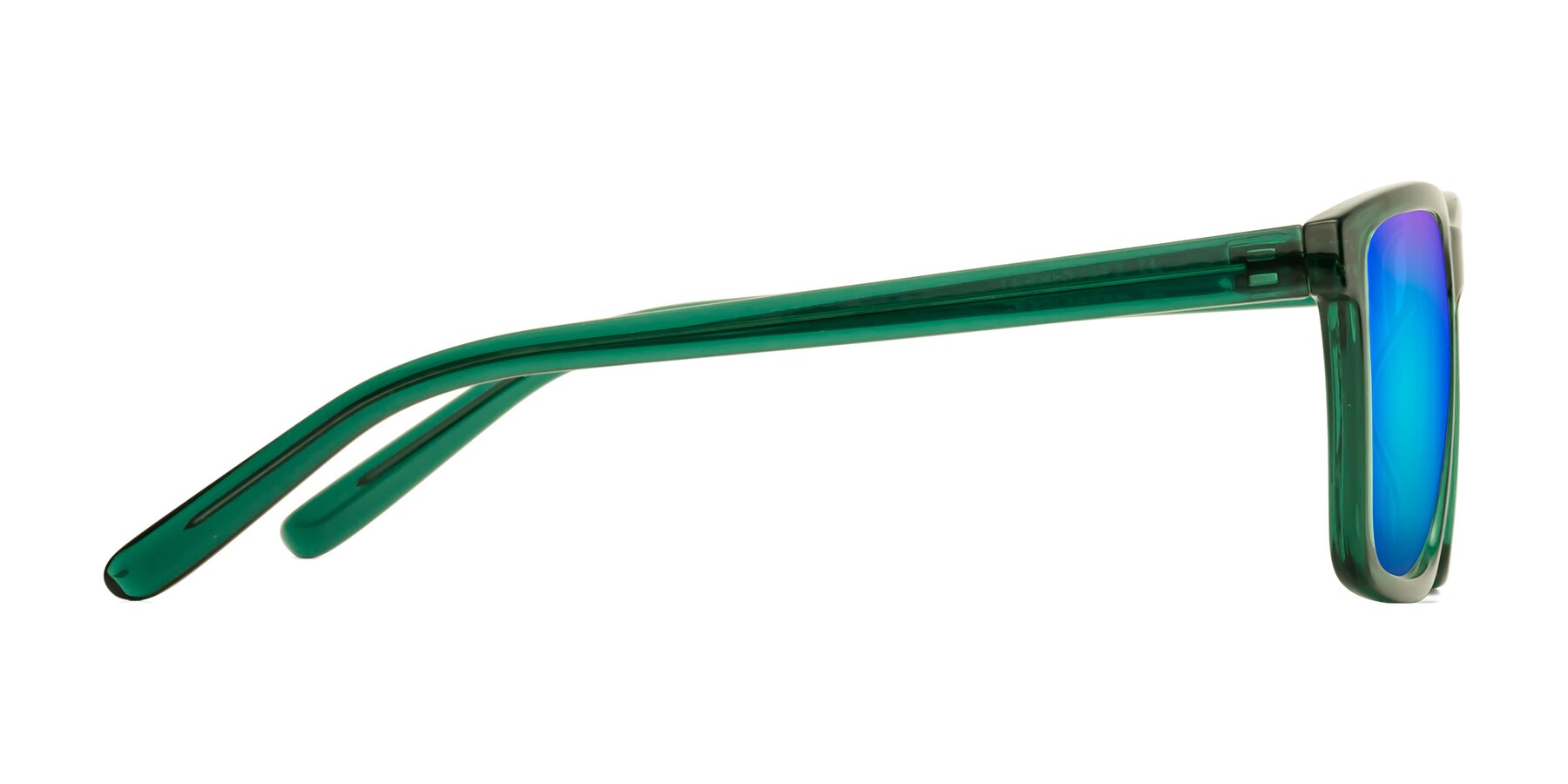 Side of Sheldon in Green with Blue Mirrored Lenses