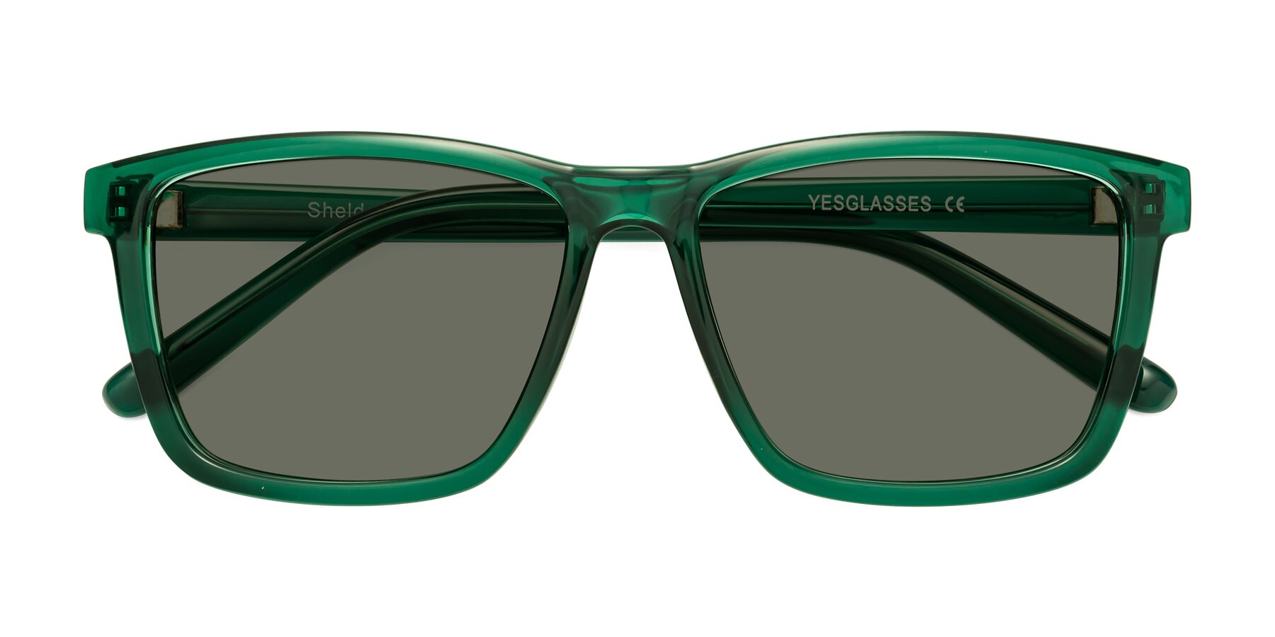 Folded Front of Sheldon in Green with Gray Polarized Lenses