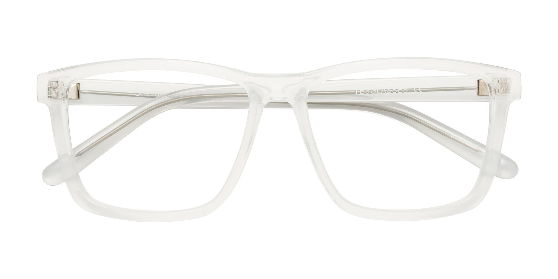 Folded Front of Sheldon in Translucent White with Clear Eyeglass Lenses