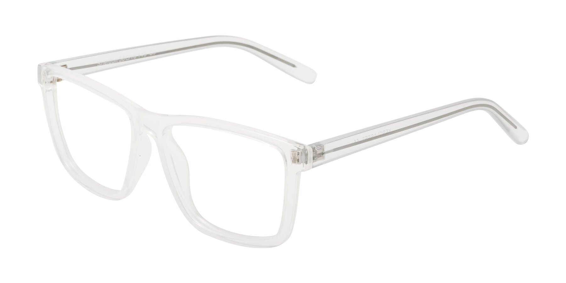 Angle of Sheldon in Translucent White with Clear Eyeglass Lenses