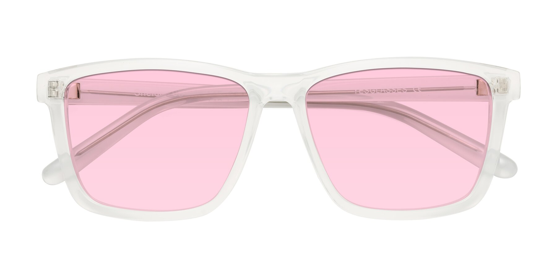Folded Front of Sheldon in Translucent White with Light Pink Tinted Lenses
