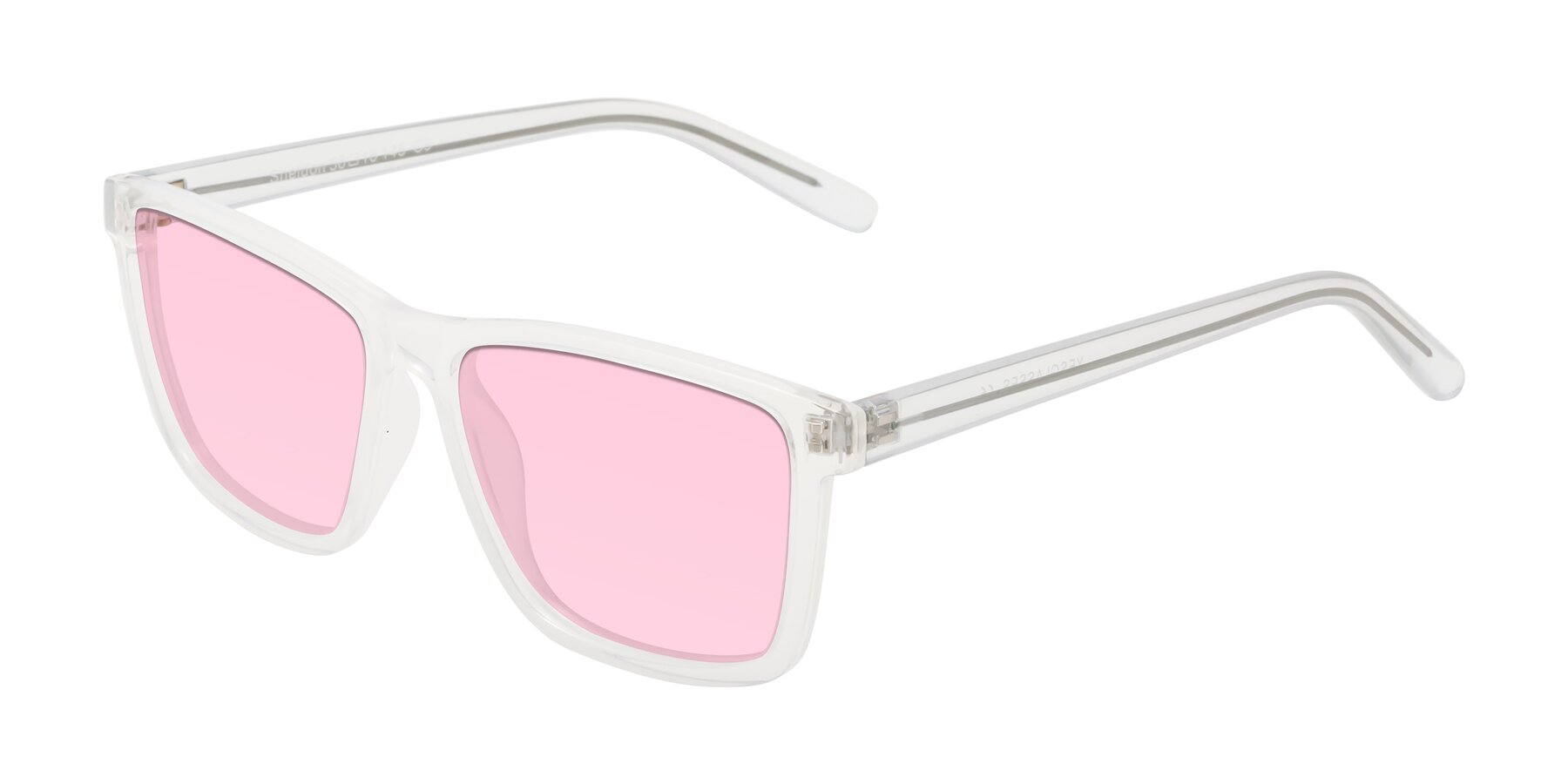 Angle of Sheldon in Translucent White with Light Pink Tinted Lenses