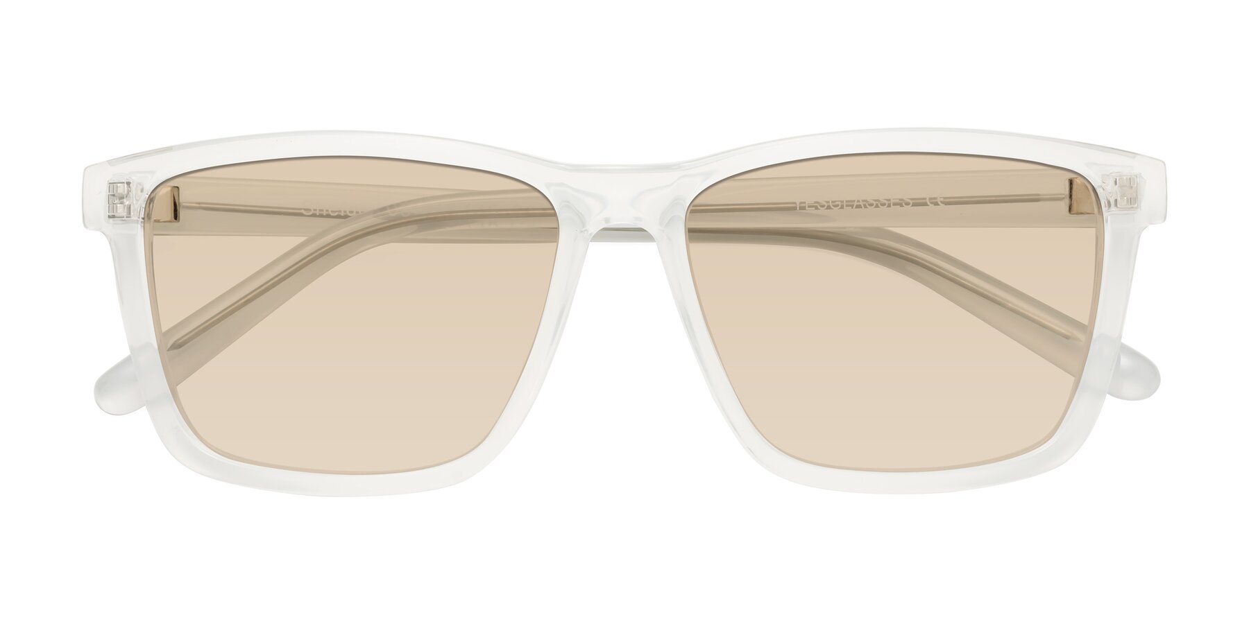 Folded Front of Sheldon in Translucent White with Light Brown Tinted Lenses