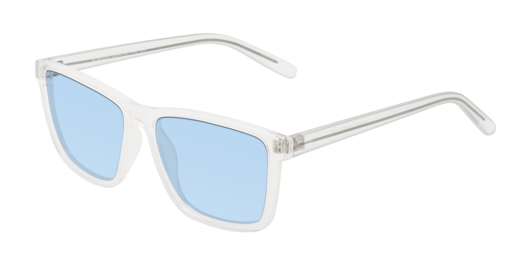 Angle of Sheldon in Translucent White with Light Blue Tinted Lenses