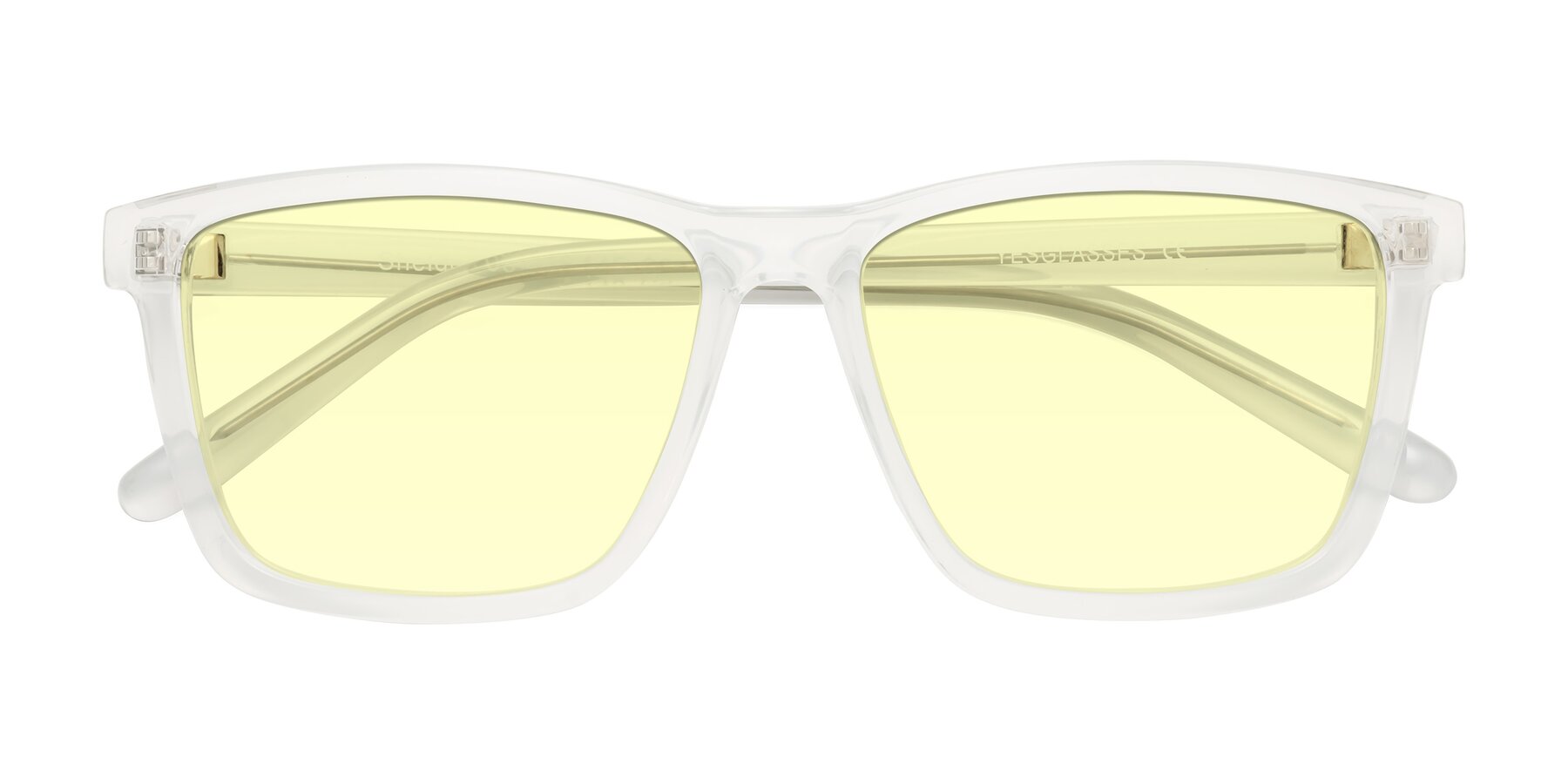 Folded Front of Sheldon in Translucent White with Light Yellow Tinted Lenses