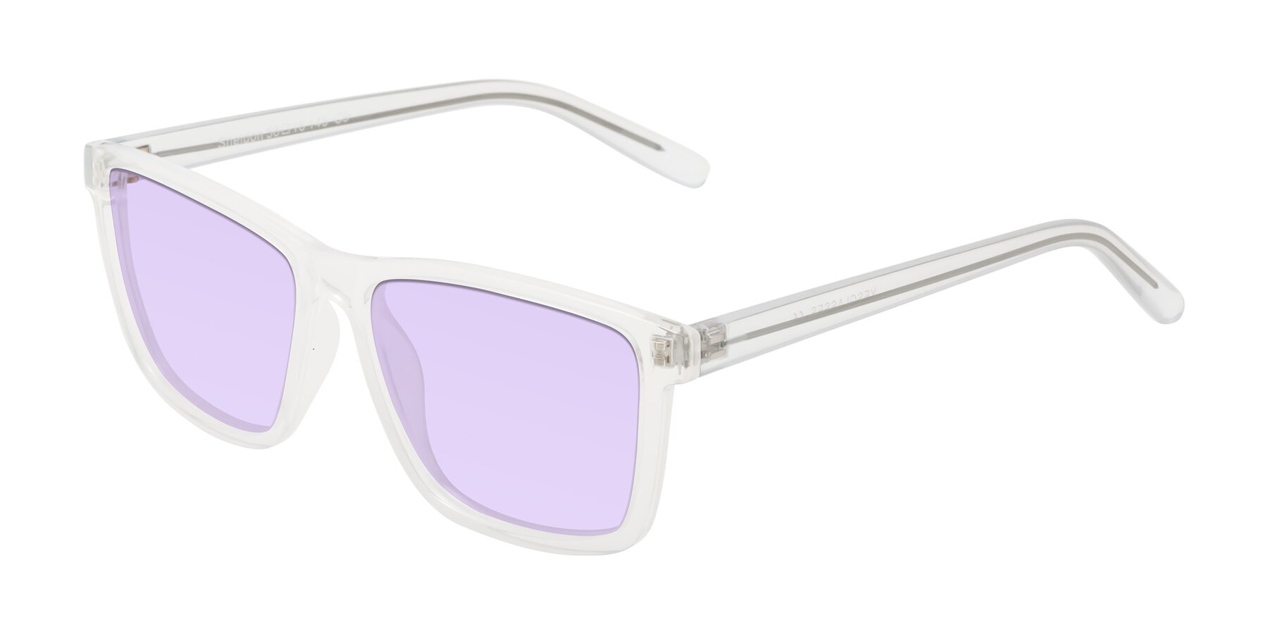 Angle of Sheldon in Translucent White with Light Purple Tinted Lenses