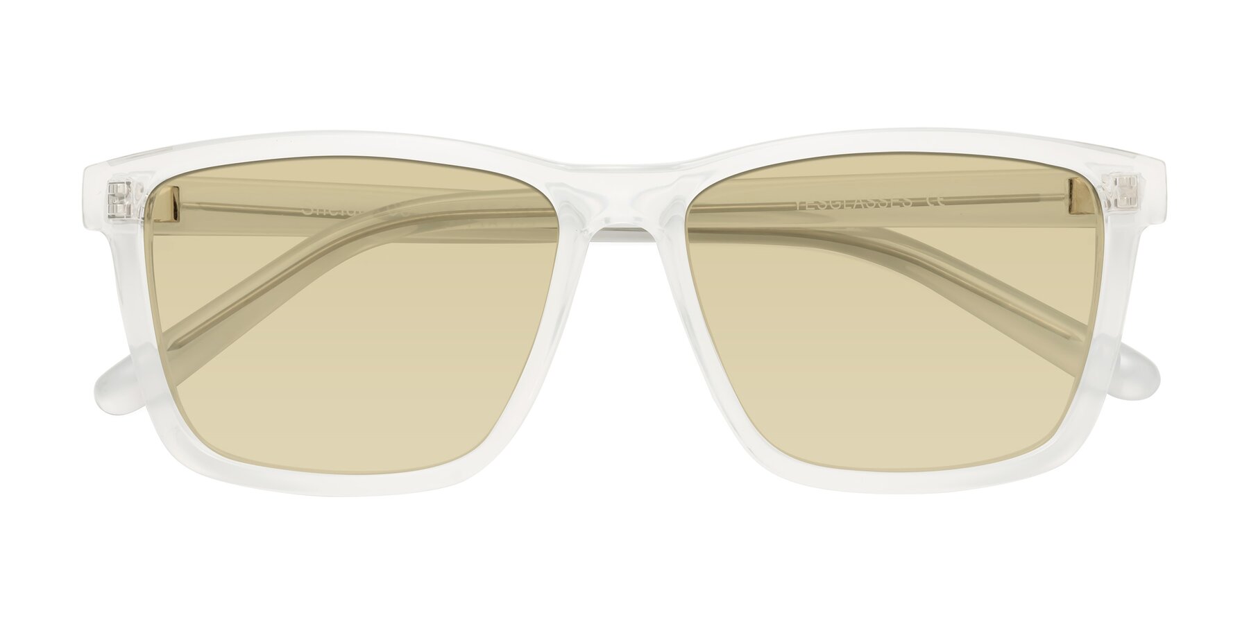 Folded Front of Sheldon in Translucent White with Light Champagne Tinted Lenses
