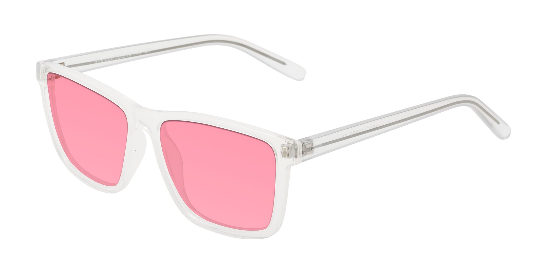 Angle of Sheldon in Translucent White with Pink Tinted Lenses