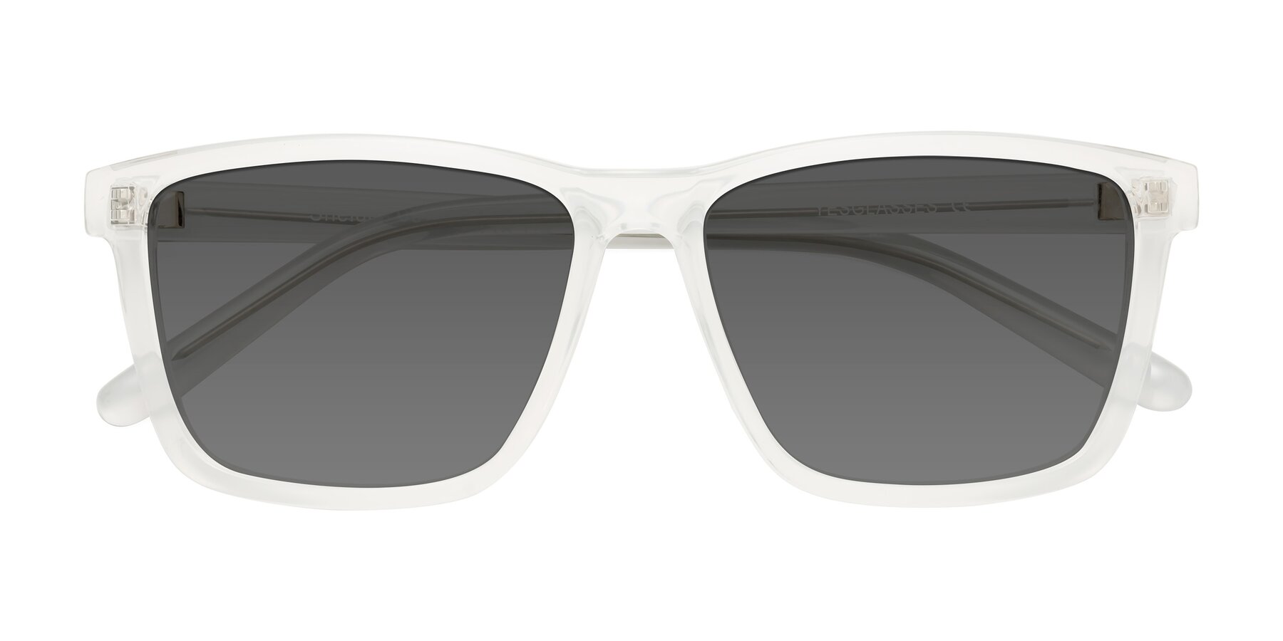 Folded Front of Sheldon in Translucent White with Medium Gray Tinted Lenses