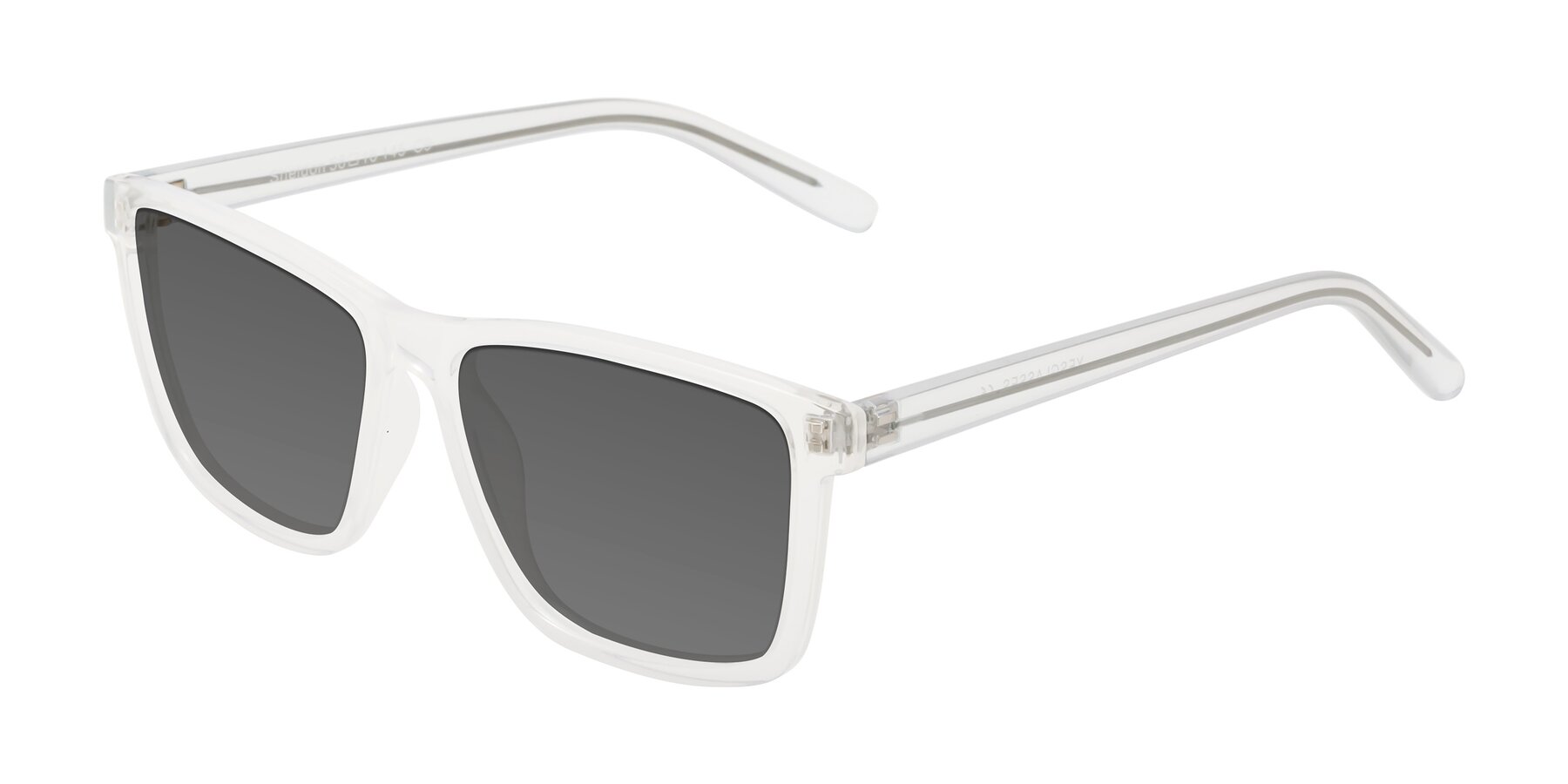 Angle of Sheldon in Translucent White with Medium Gray Tinted Lenses