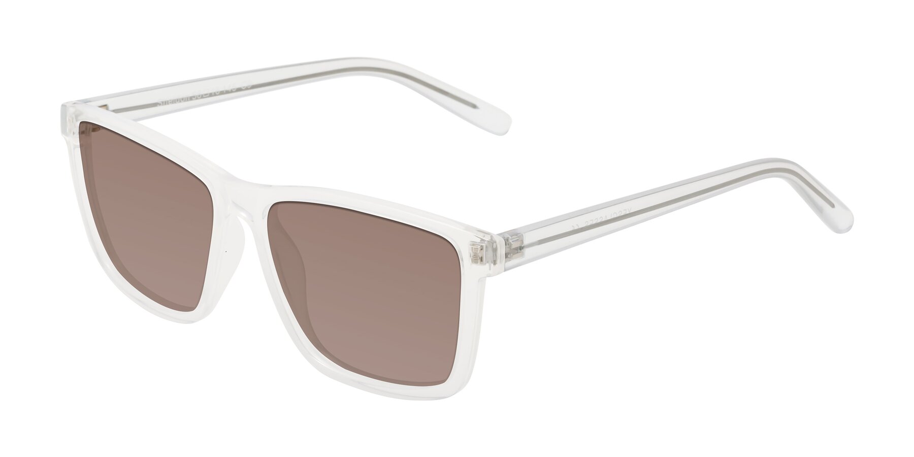 Angle of Sheldon in Translucent White with Medium Brown Tinted Lenses