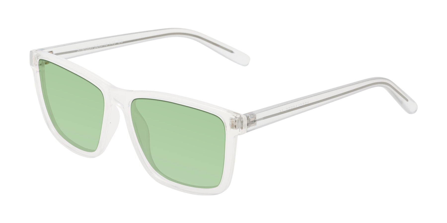 Angle of Sheldon in Translucent White with Medium Green Tinted Lenses