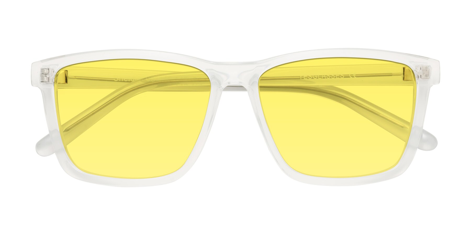 Folded Front of Sheldon in Translucent White with Medium Yellow Tinted Lenses