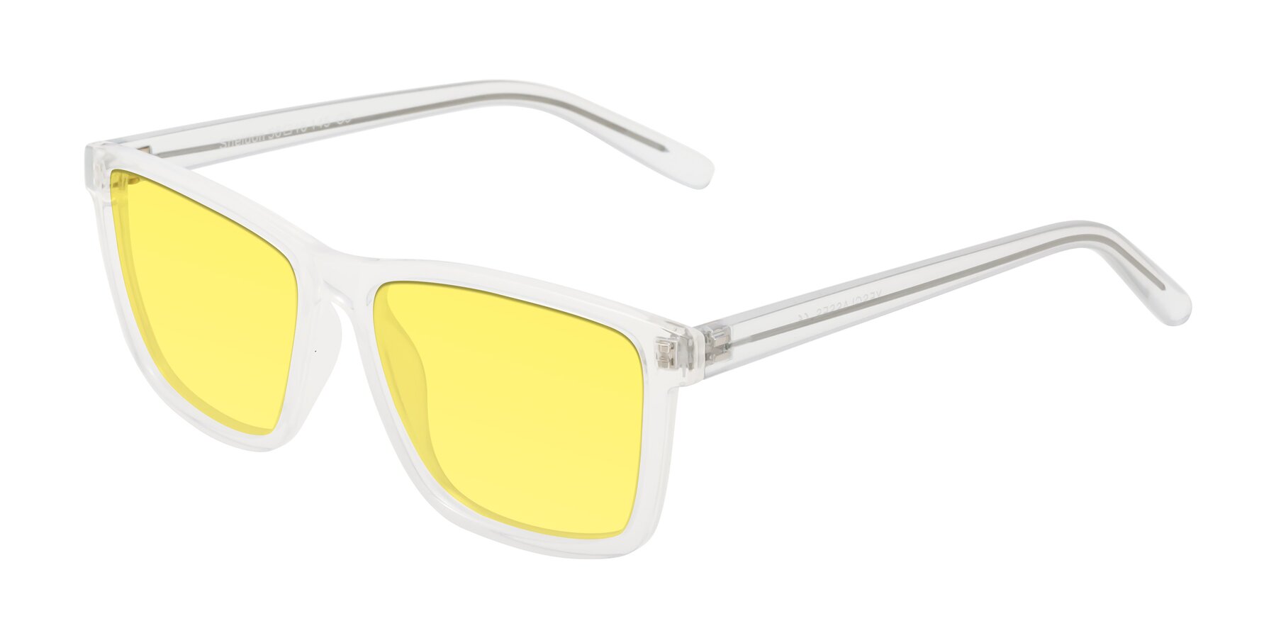 Angle of Sheldon in Translucent White with Medium Yellow Tinted Lenses