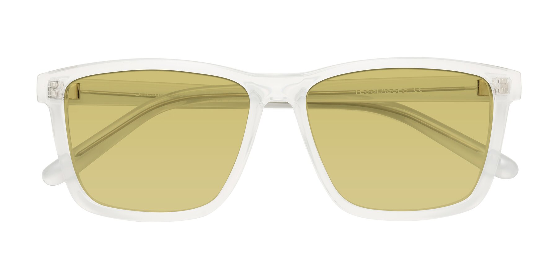 Folded Front of Sheldon in Translucent White with Medium Champagne Tinted Lenses
