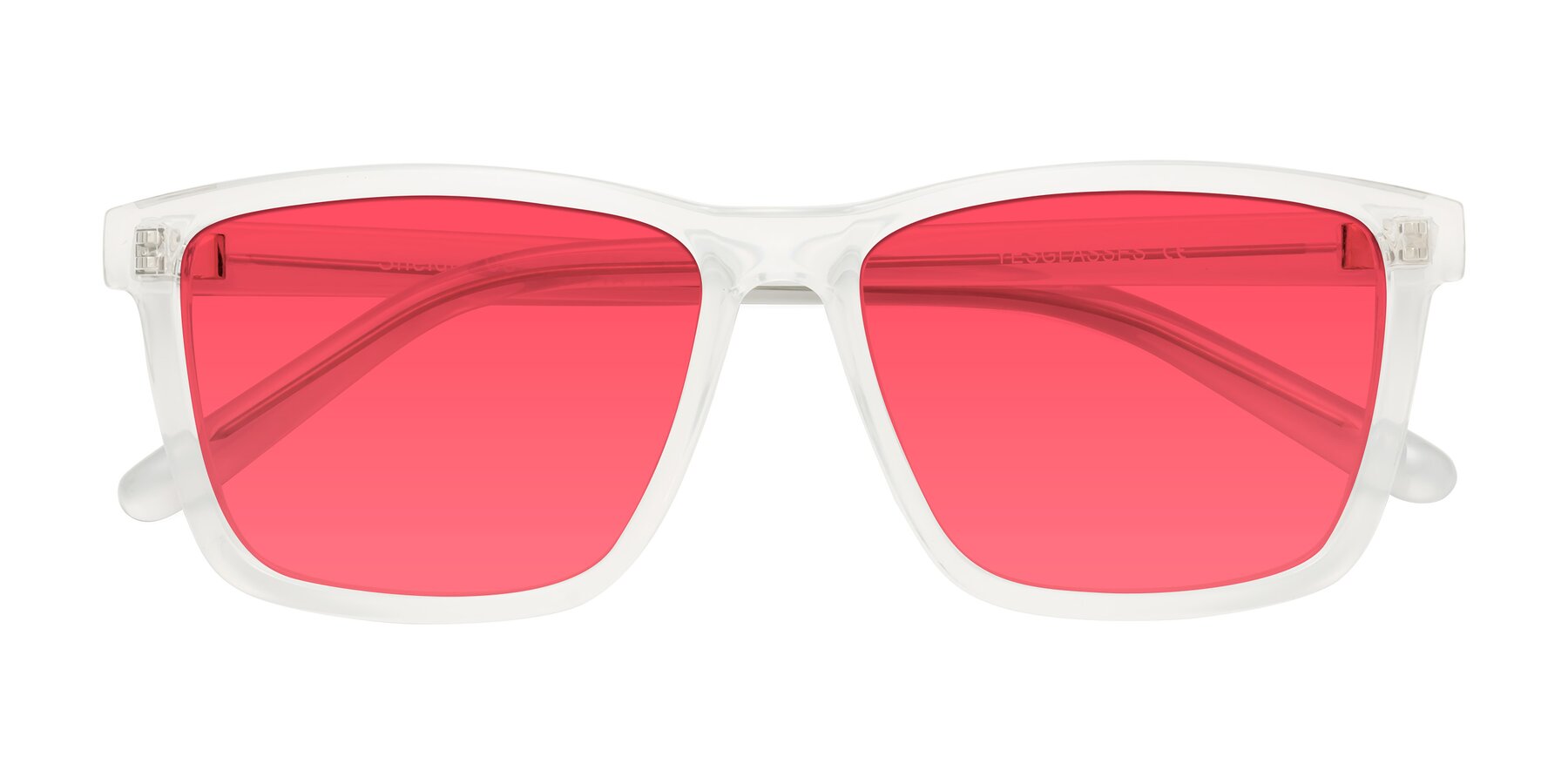 Folded Front of Sheldon in Translucent White with Red Tinted Lenses