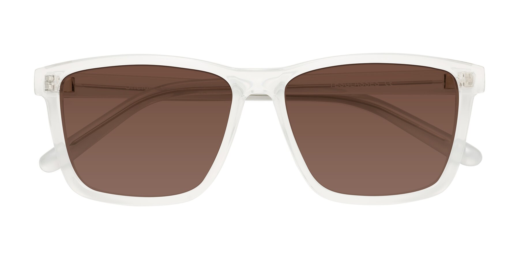 Folded Front of Sheldon in Translucent White with Brown Tinted Lenses