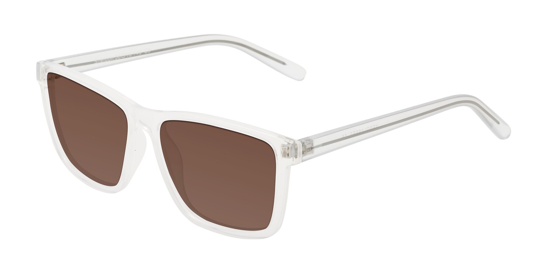 Angle of Sheldon in Translucent White with Brown Tinted Lenses
