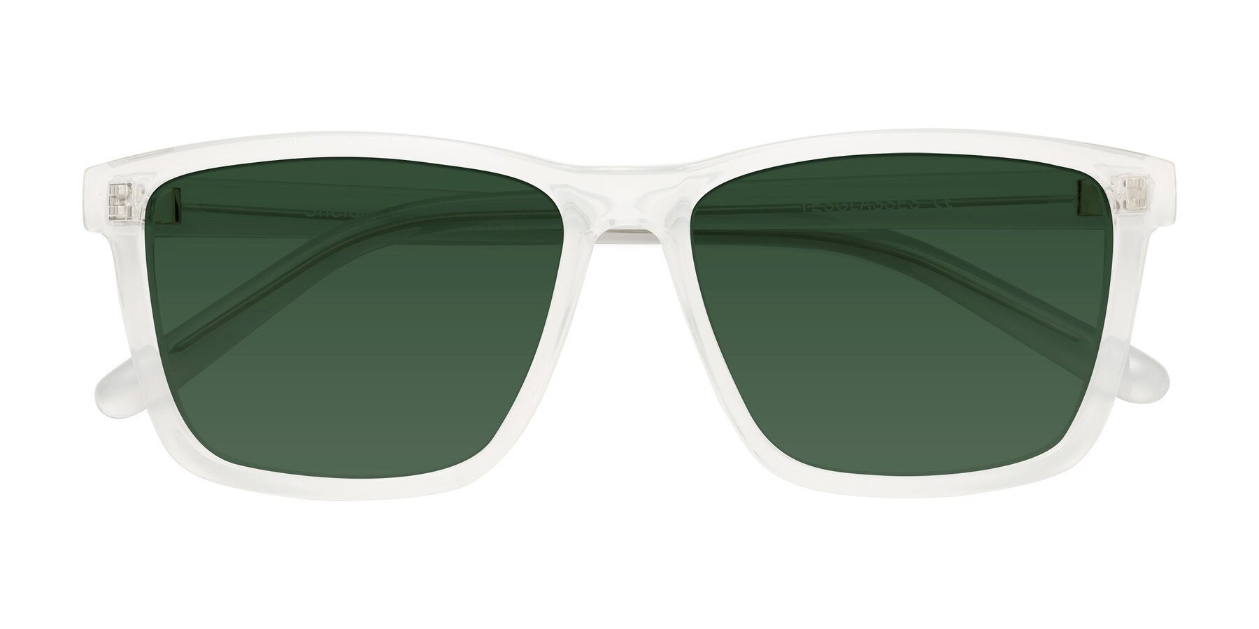 Folded Front of Sheldon in Translucent White with Green Tinted Lenses