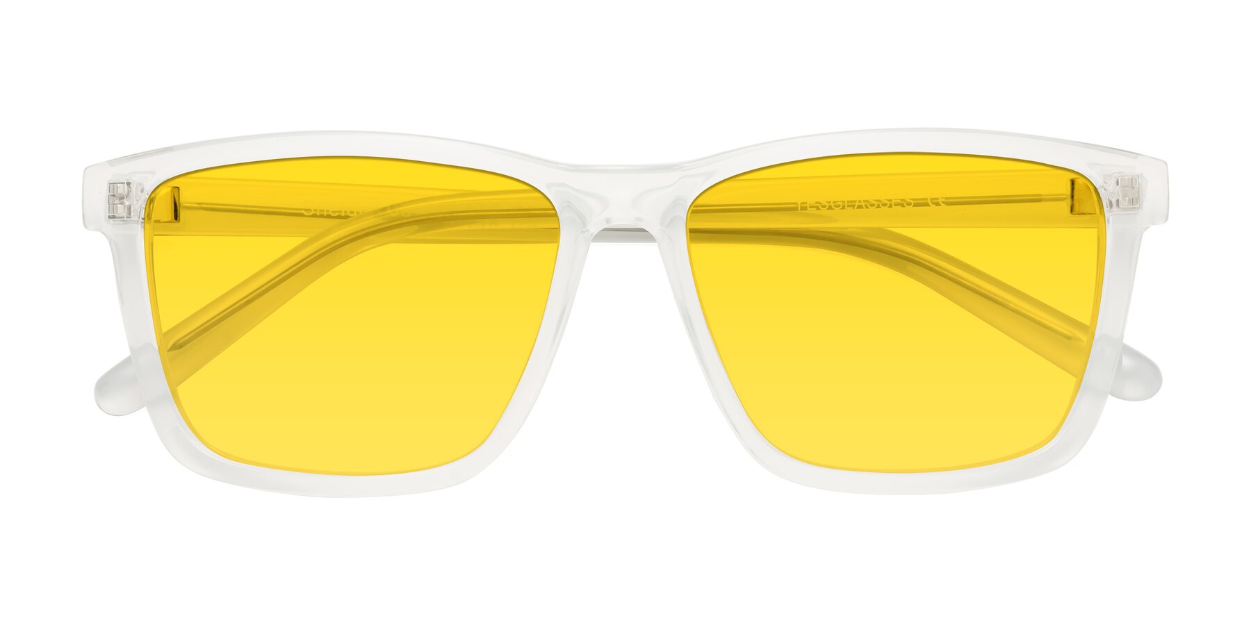 Folded Front of Sheldon in Translucent White with Yellow Tinted Lenses