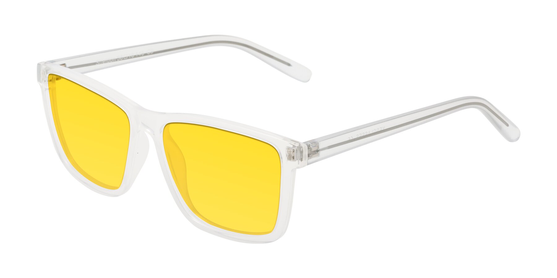 Angle of Sheldon in Translucent White with Yellow Tinted Lenses