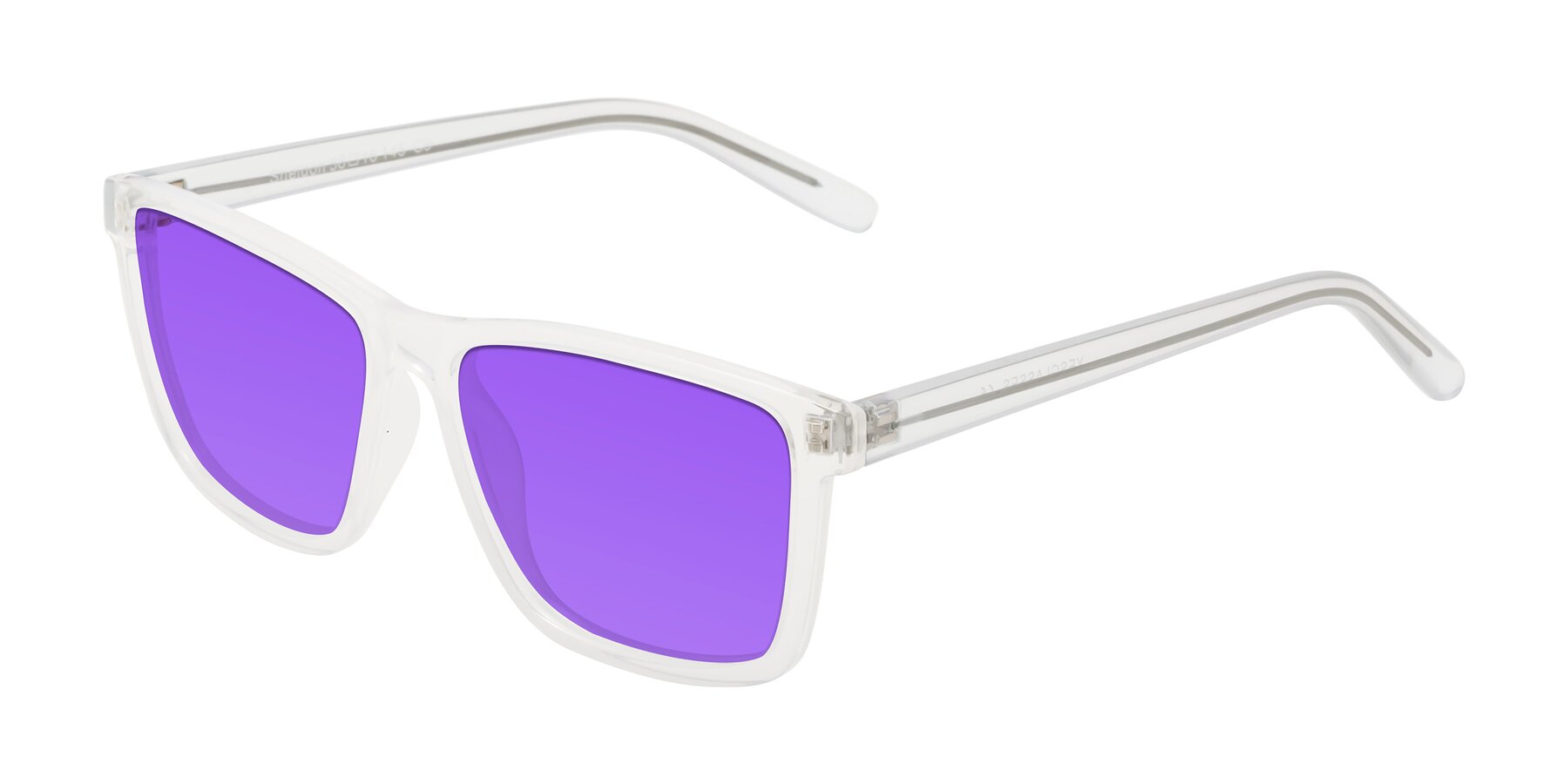 Angle of Sheldon in Translucent White with Purple Tinted Lenses