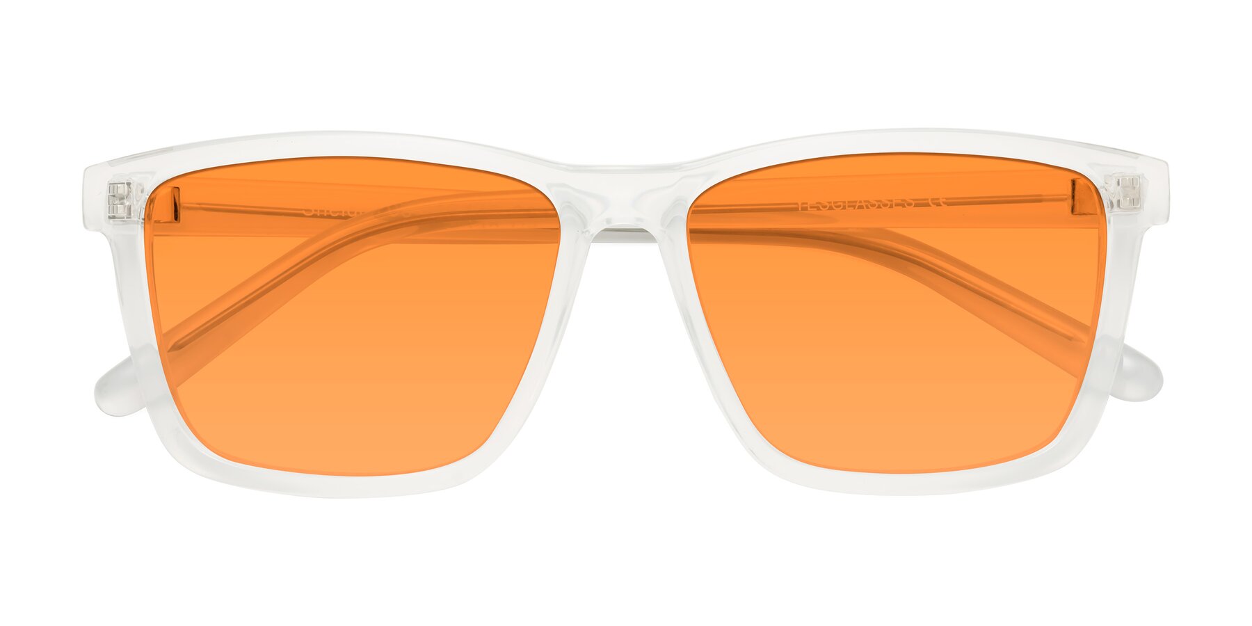Folded Front of Sheldon in Translucent White with Orange Tinted Lenses