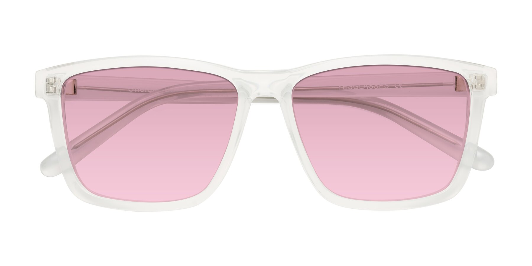 Folded Front of Sheldon in Translucent White with Light Wine Tinted Lenses