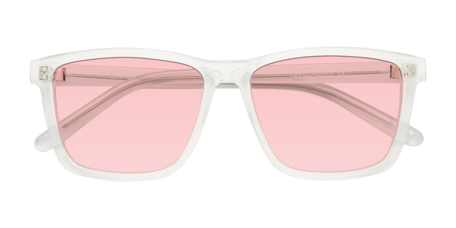 Folded Front of Sheldon in Translucent White with Light Garnet Tinted Lenses