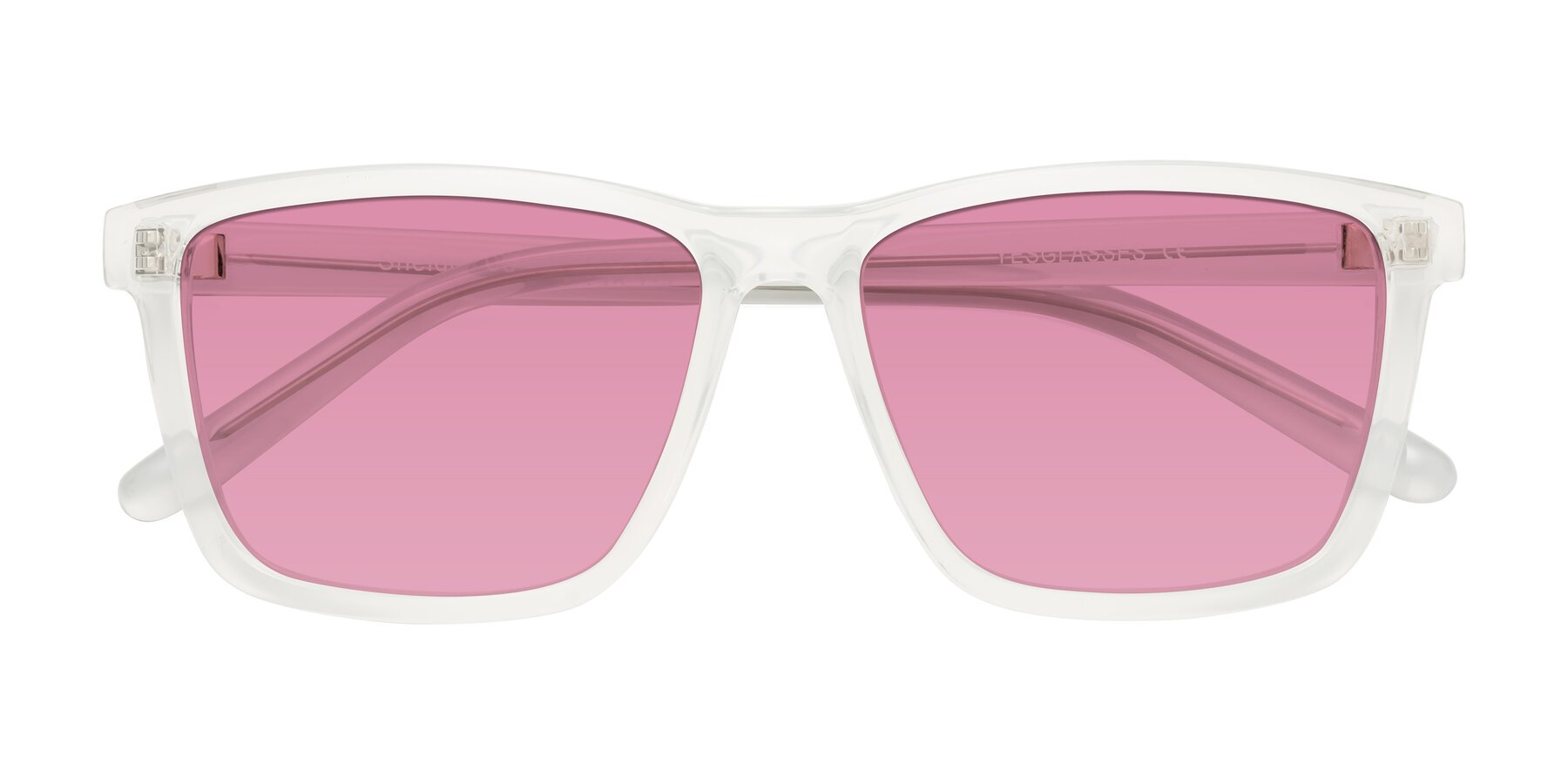 Folded Front of Sheldon in Translucent White with Medium Wine Tinted Lenses