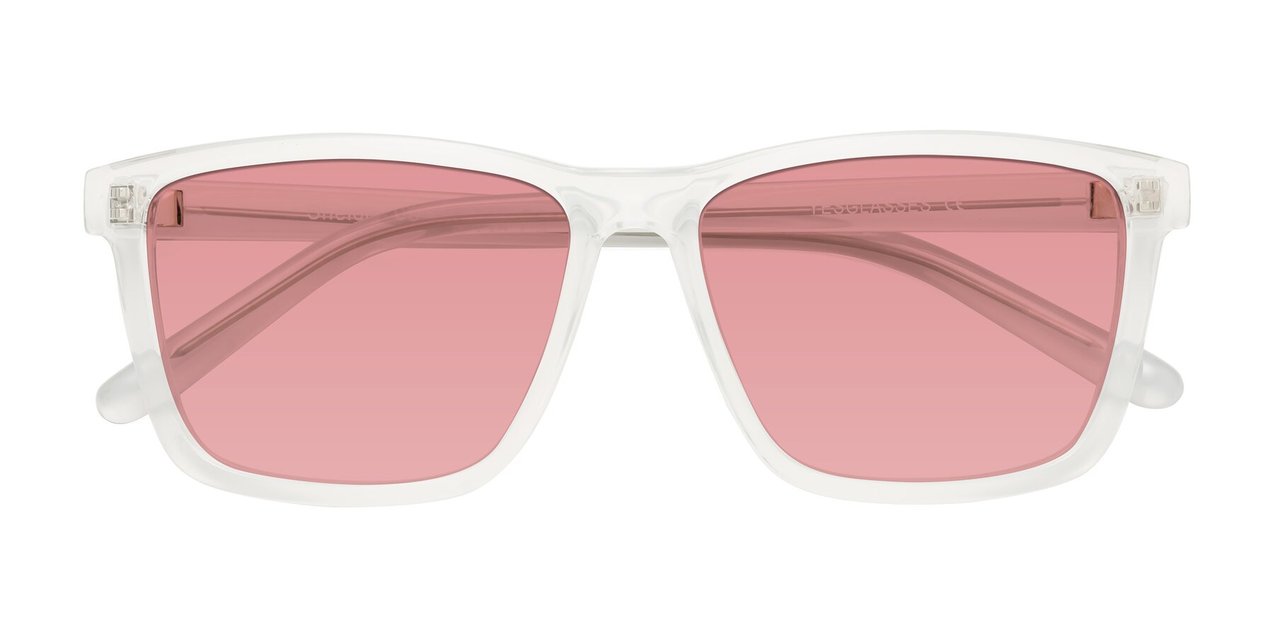 Folded Front of Sheldon in Translucent White with Medium Garnet Tinted Lenses