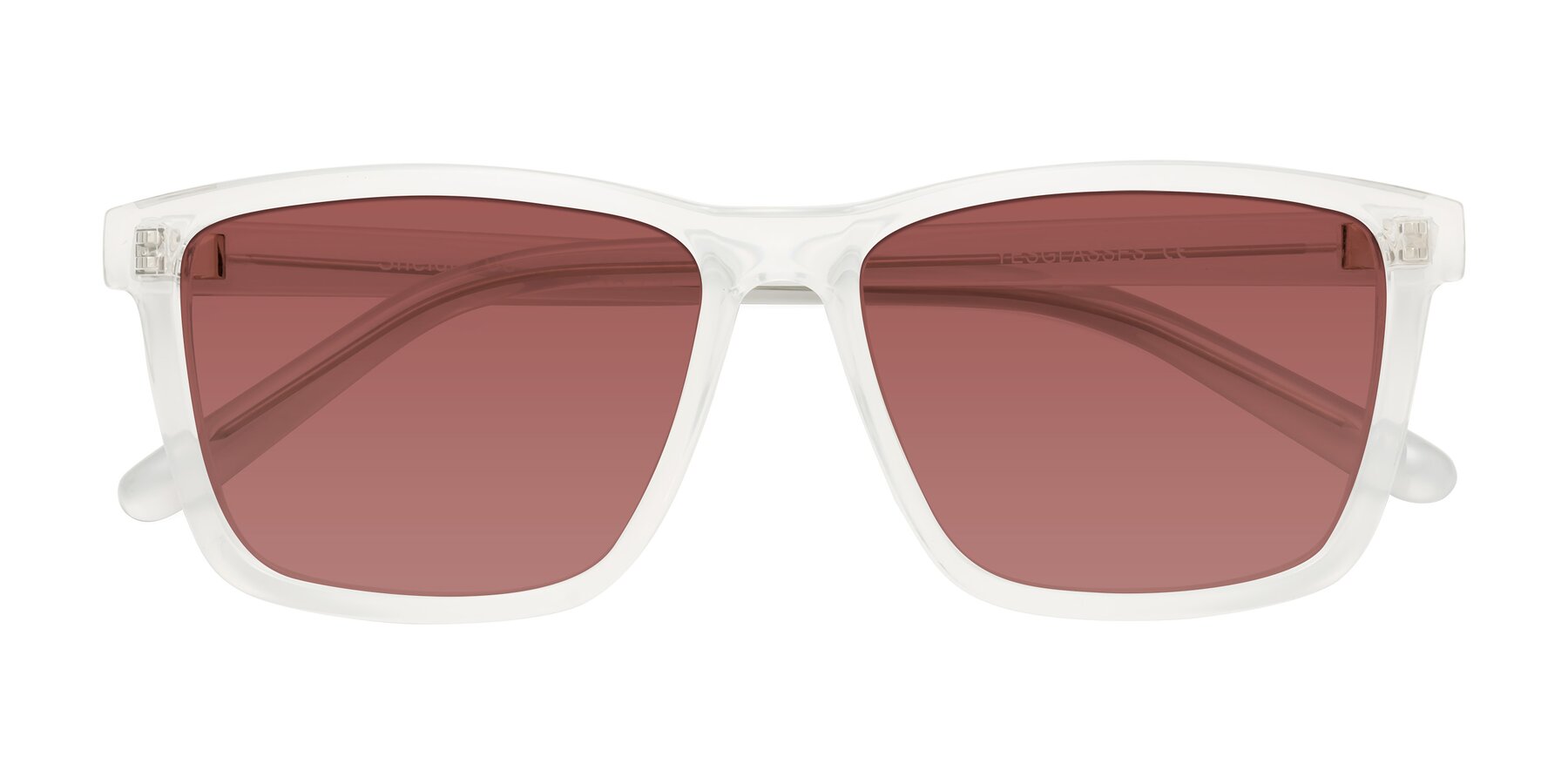 Folded Front of Sheldon in Translucent White with Garnet Tinted Lenses