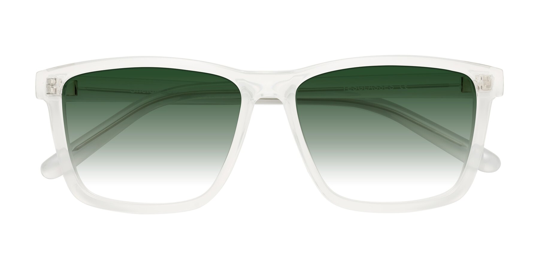 Folded Front of Sheldon in Translucent White with Green Gradient Lenses
