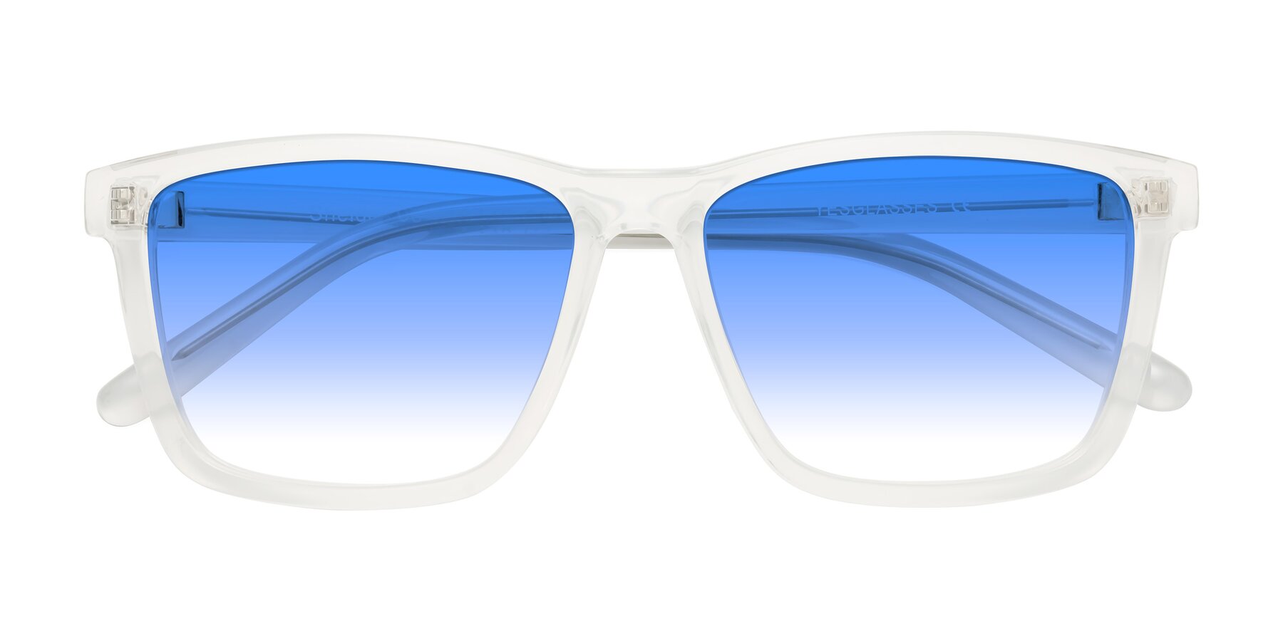 Folded Front of Sheldon in Translucent White with Blue Gradient Lenses