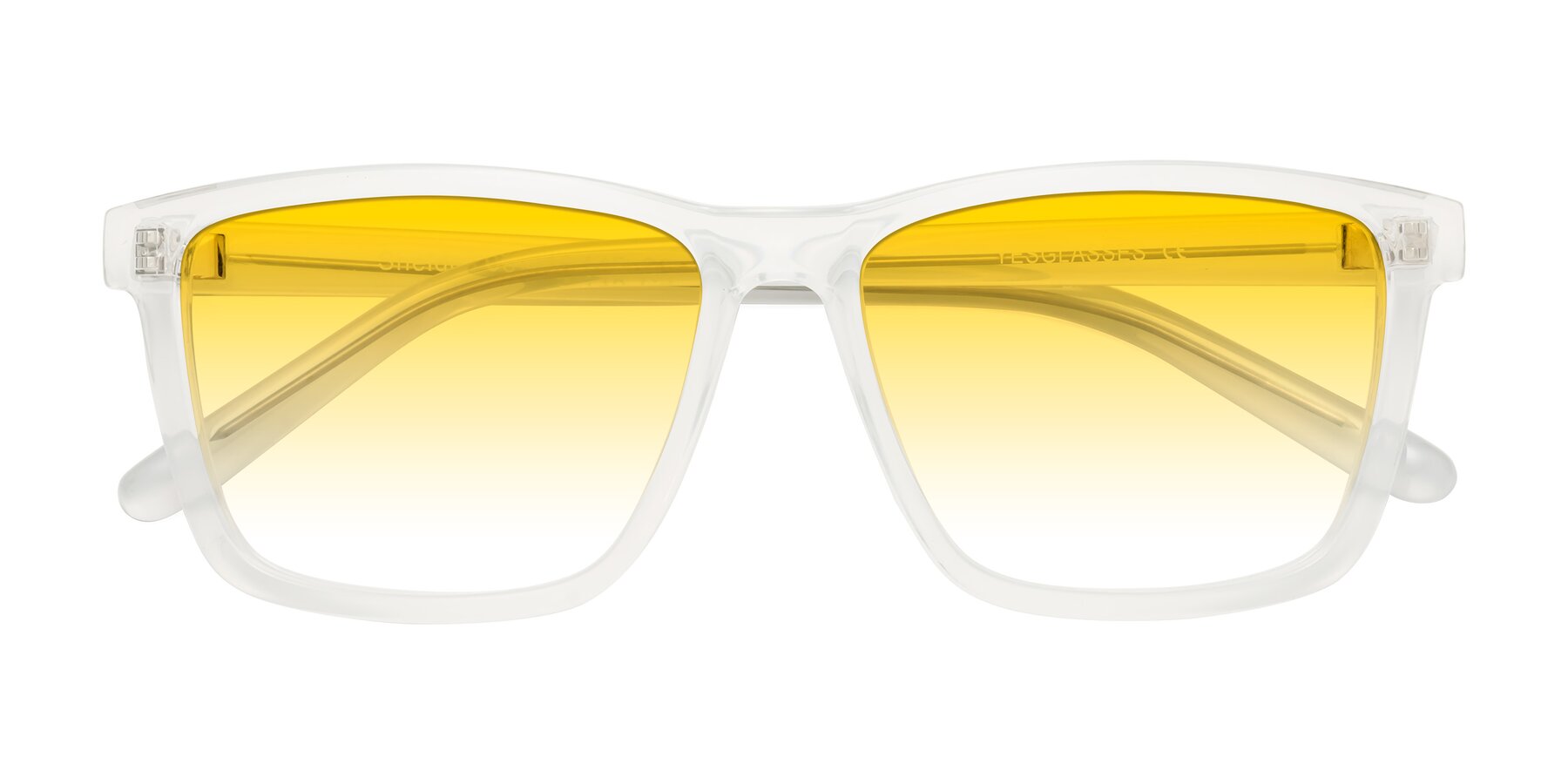 Folded Front of Sheldon in Translucent White with Yellow Gradient Lenses