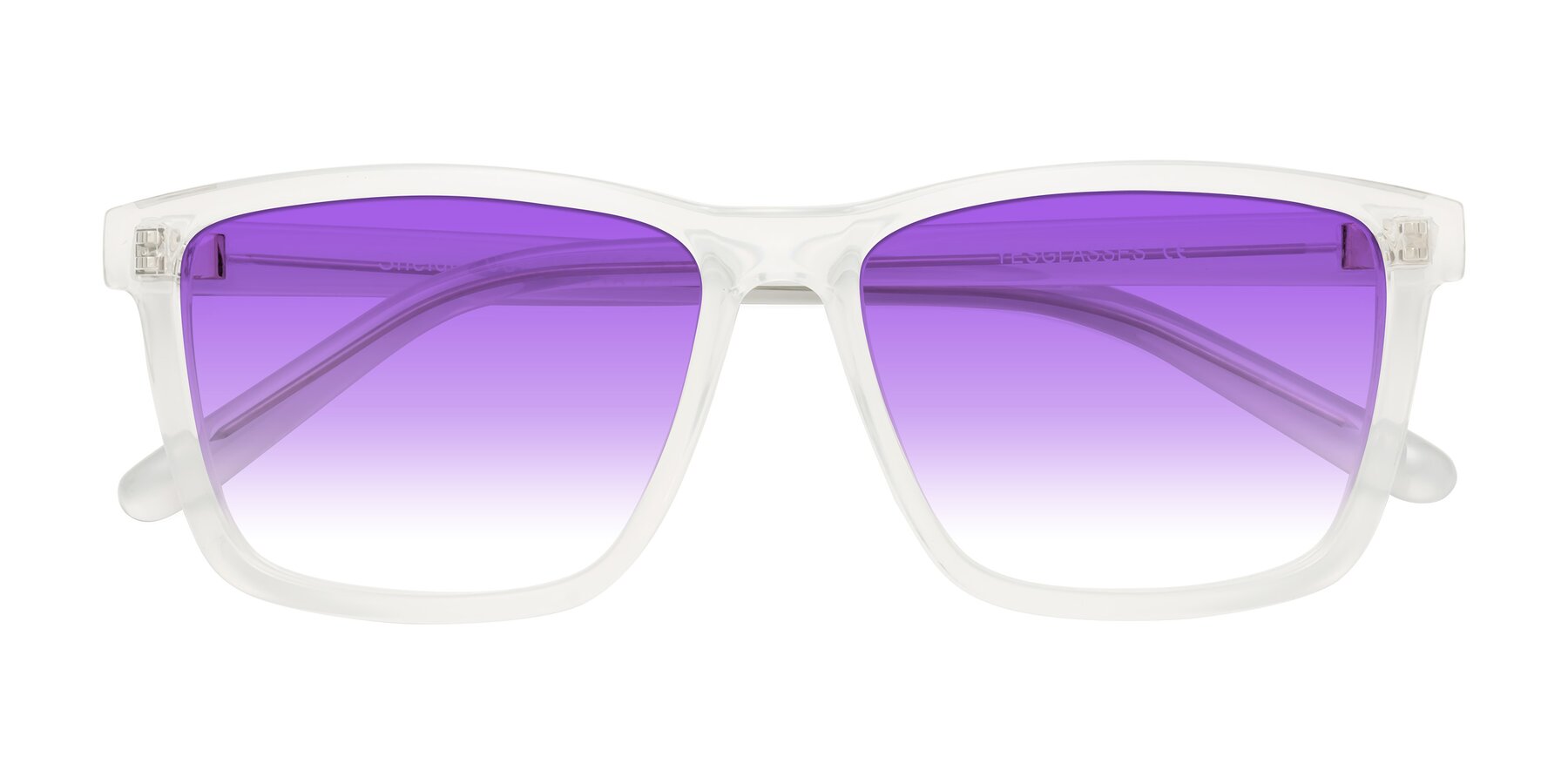 Folded Front of Sheldon in Translucent White with Purple Gradient Lenses